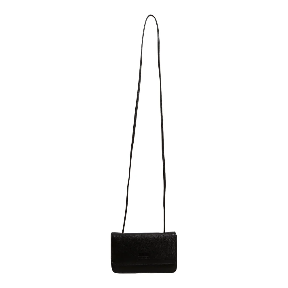 Bolsa Pequena Couro Floater Preto Alça Transversal - vista 3 de 4