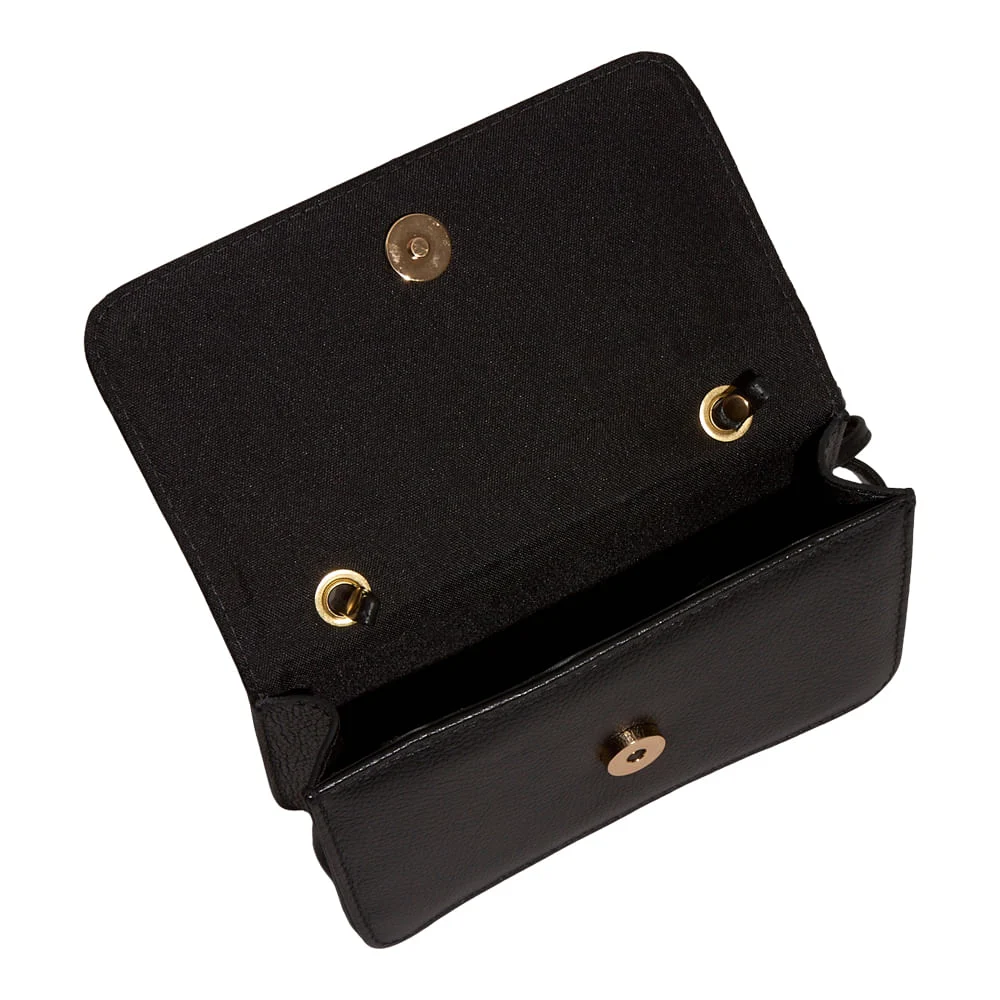 Bolsa Pequena Couro Floater Preto Alça Transversal - vista 4 de 4