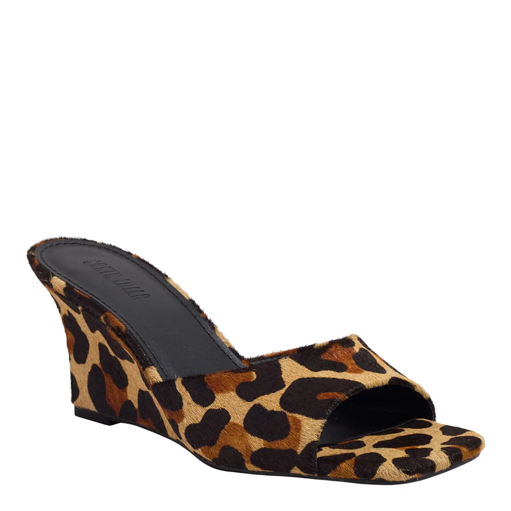 Mule Couro Pelo Estampa Animal Print Onça Bico Quadrado - vista 2 de 3