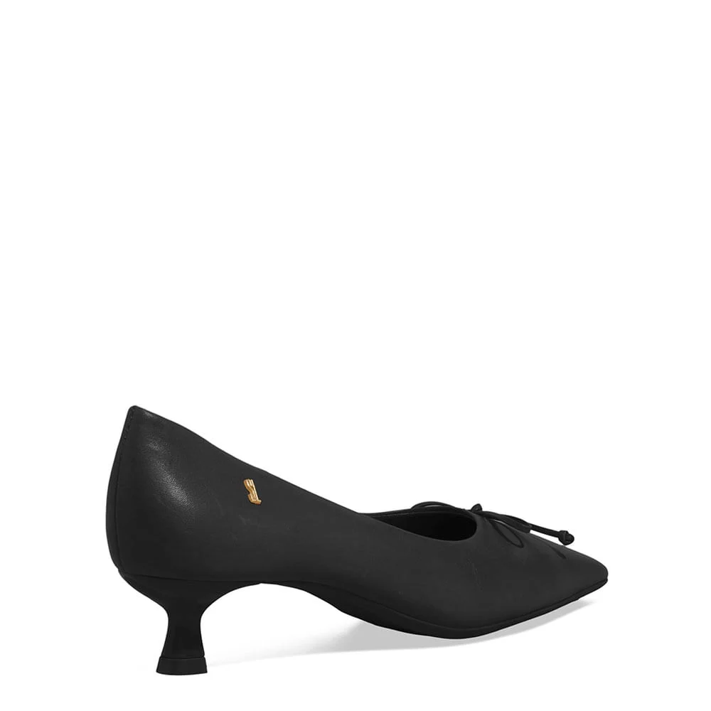 Scarpin Couro Soft Bico Quadrado Preto - vista 3 de 4