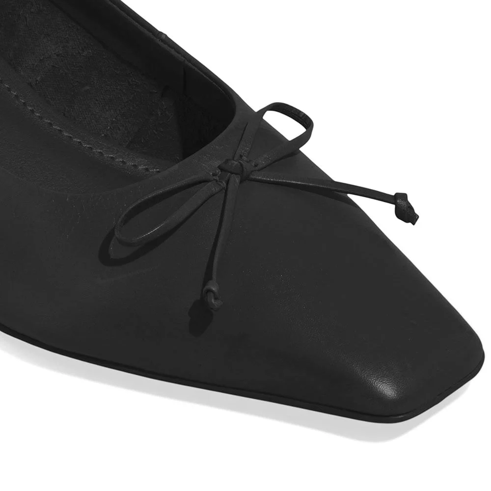 Scarpin Couro Soft Bico Quadrado Preto - vista 4 de 4