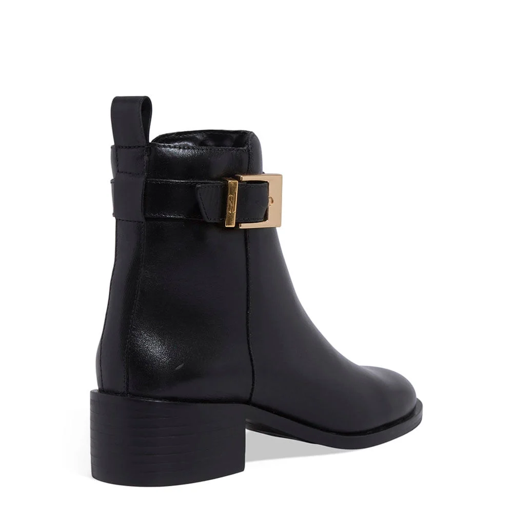 Bota Couro Preto Cano Médio Fivela - vista 3 de 3