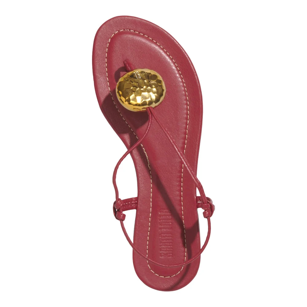 Rasteira Napa Soft Vermelho Malbec - vista 4 de 5
