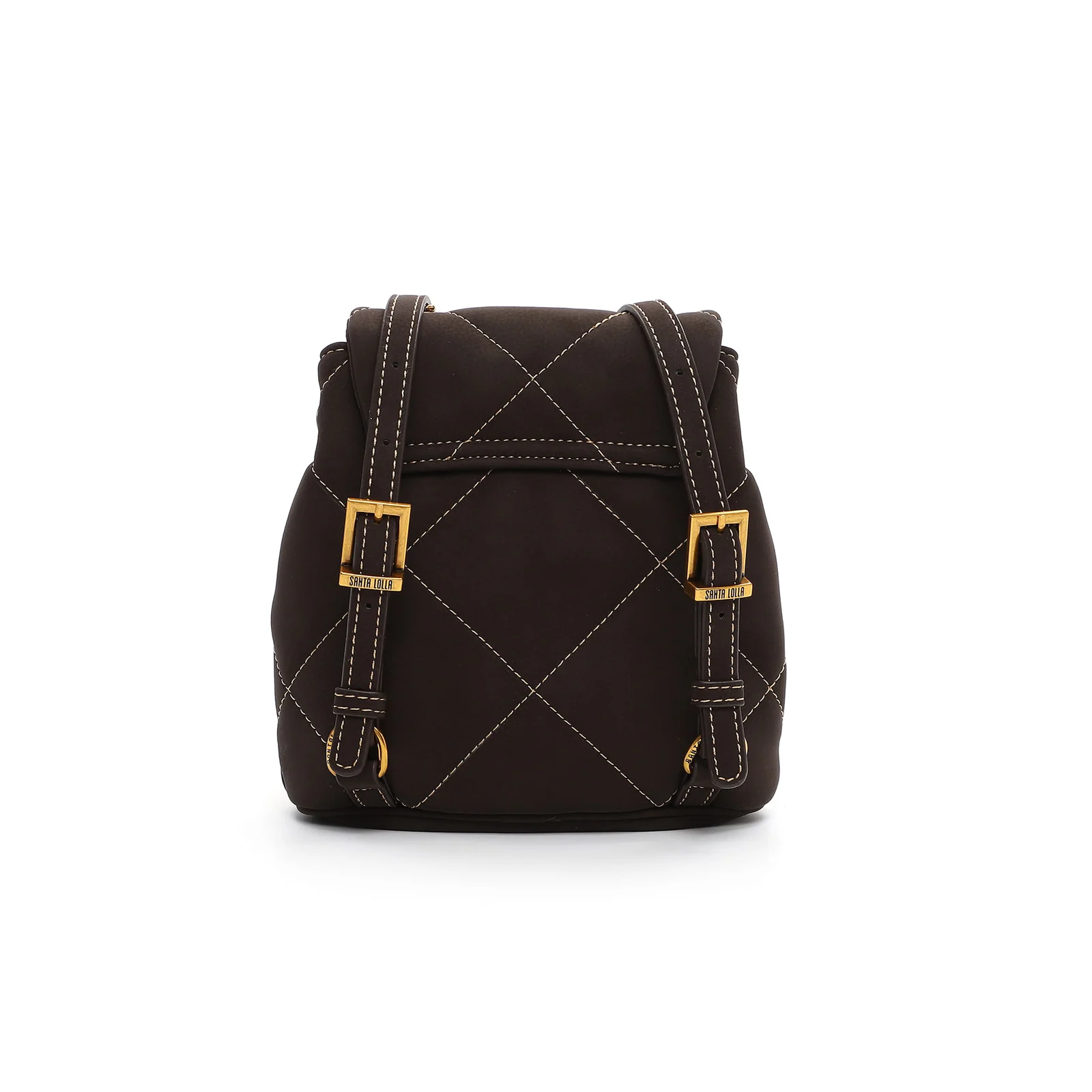 Mochila Mini Nobuck Acolchoada Marrom Cocoa - vista 3 de 6