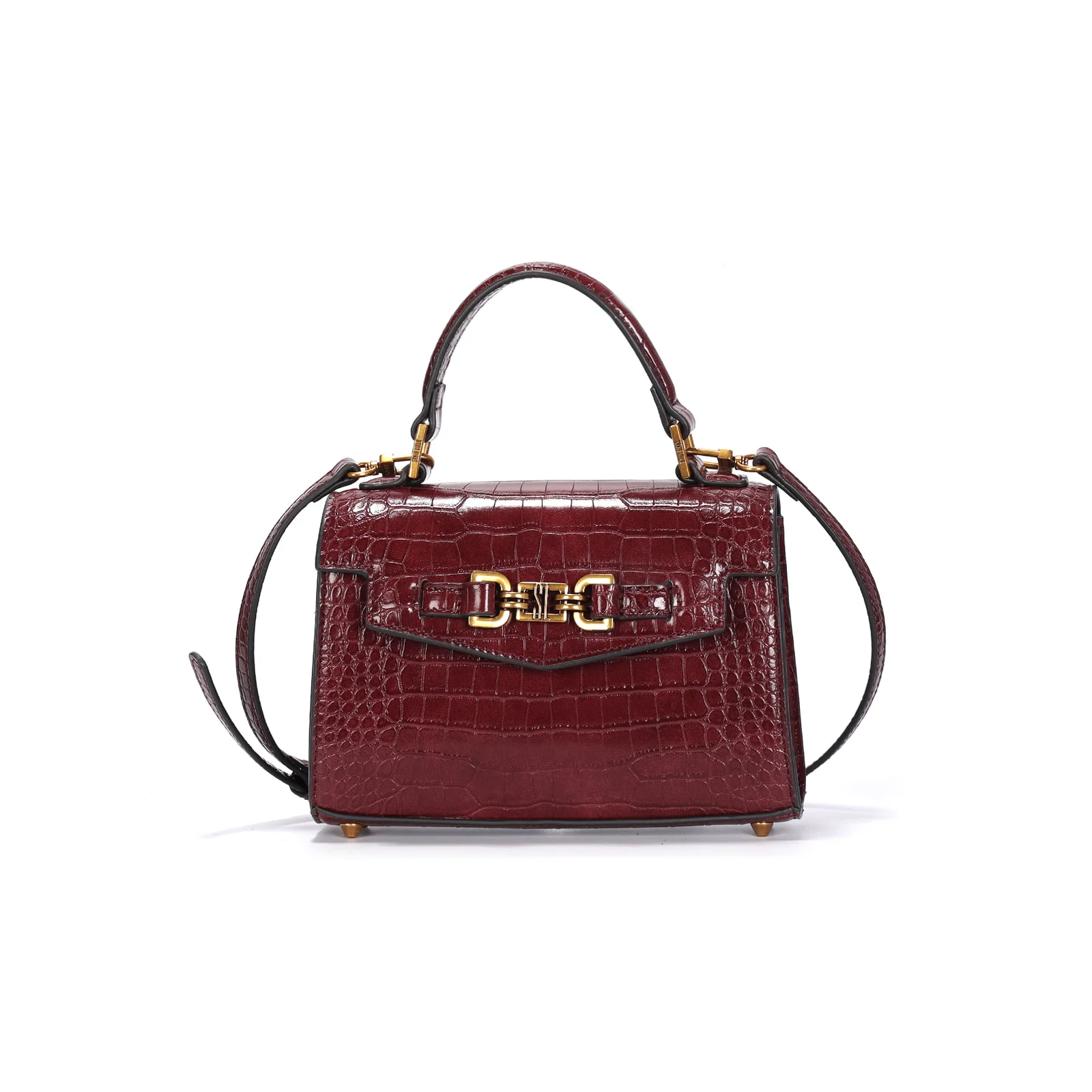 Bolsa Pequena Croco Vermelho Berry Alça Transversal - vista 1 de 4
