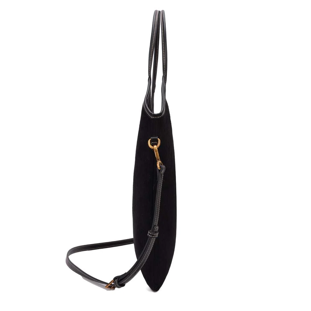 Bolsa Shopper Grande Veludo Cotelê Preto - vista 4 de 7