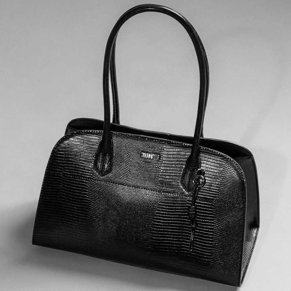 Bolsa Lizard Estruturada Roxo Berry Alça Longa - vista 2 de 8