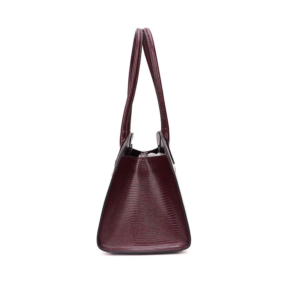 Bolsa Lizard Estruturada Roxo Berry Alça Longa - vista 5 de 8