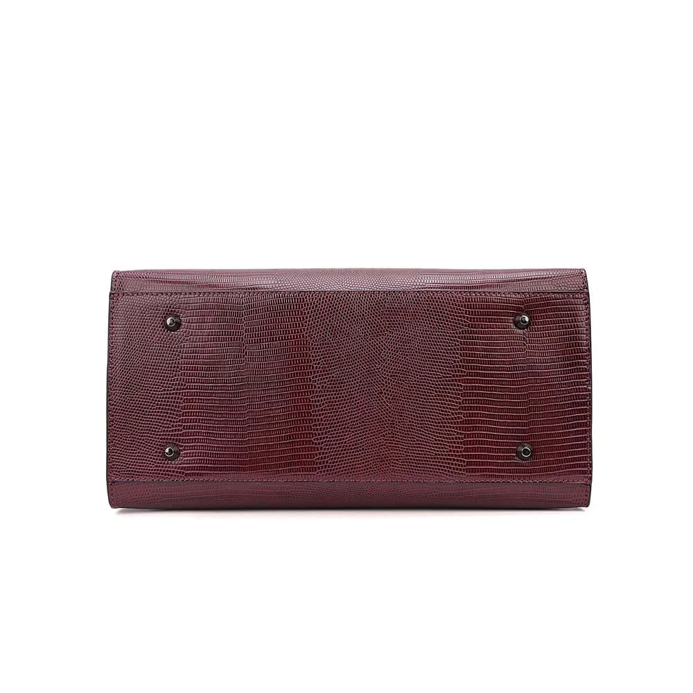 Bolsa Lizard Estruturada Roxo Berry Alça Longa - vista 7 de 8