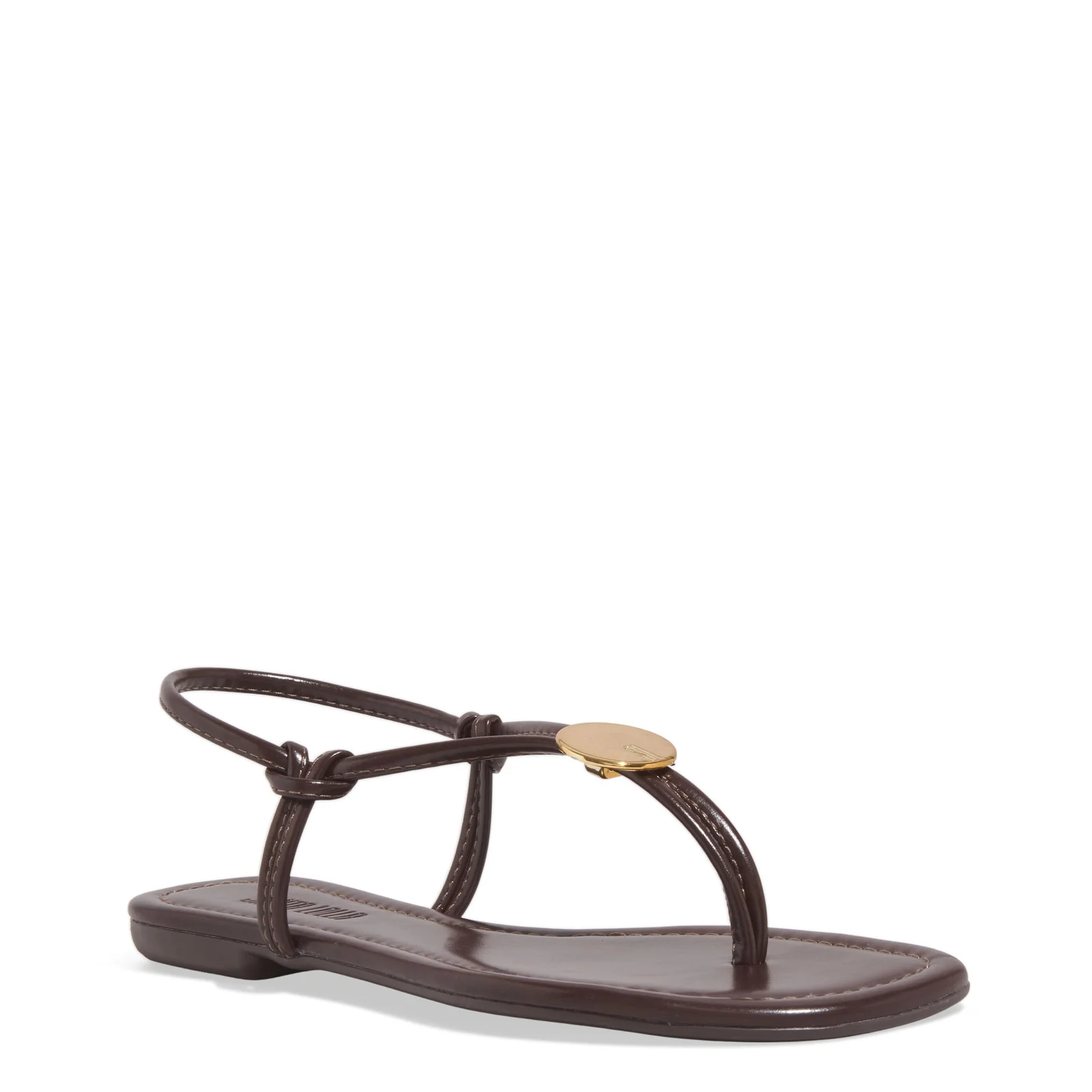 Rasteira Napa Pu Marrom Brownie Tiras Metal - vista 2 de 6