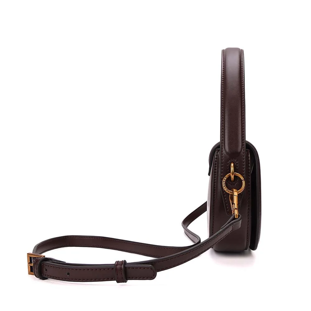 Bolsa Pequena Soft Liso Marrom Dark Transversal - vista 6 de 9