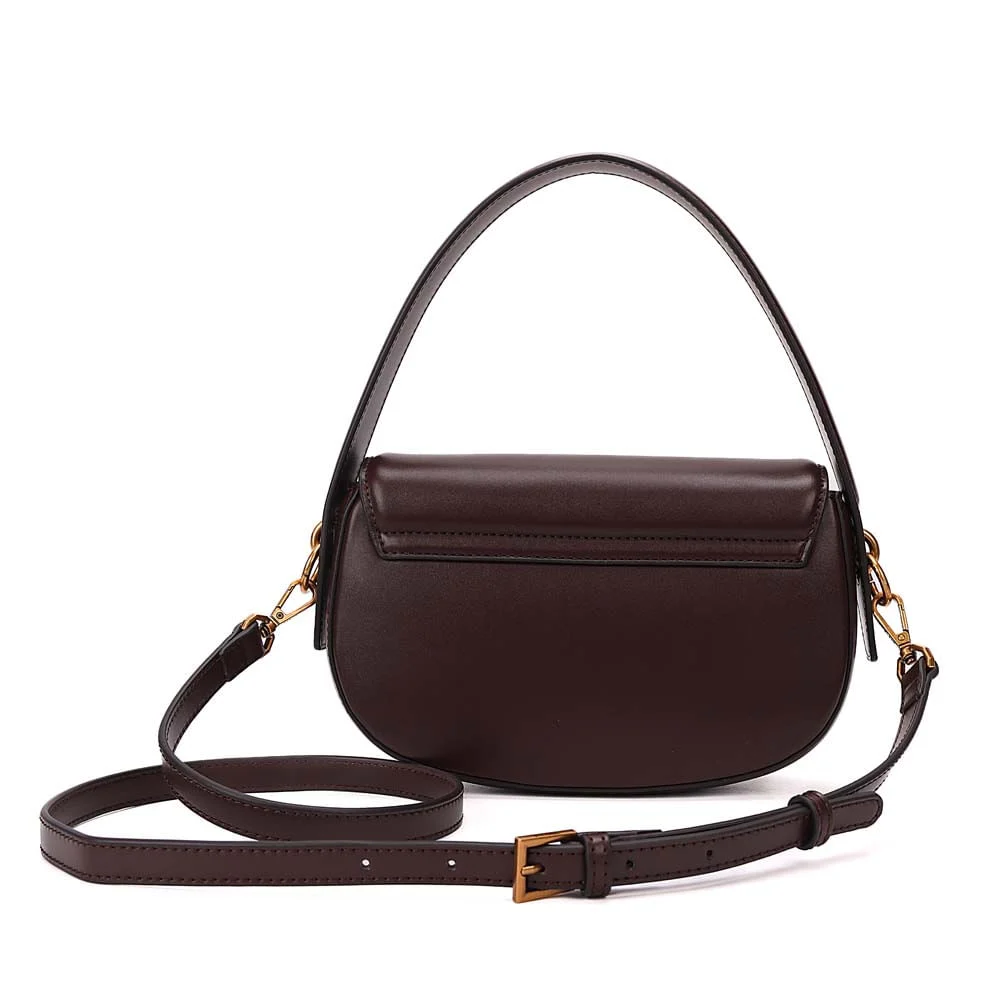 Bolsa Pequena Soft Liso Marrom Dark Transversal - vista 7 de 9