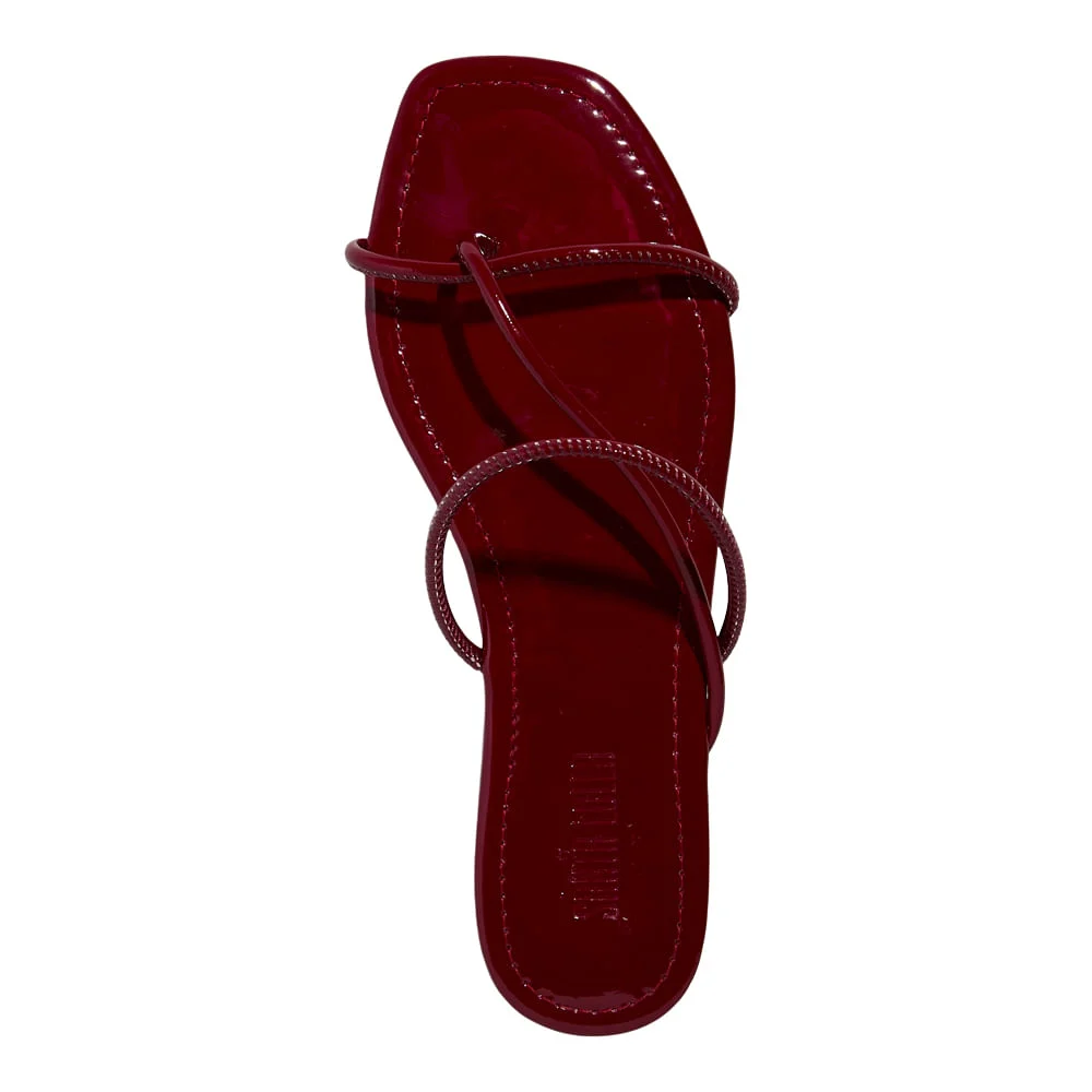 Rasteira Verniz Anzeli Vermelho Malbec - vista 4 de 5