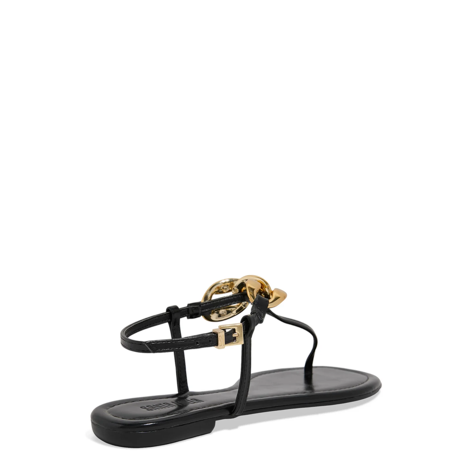 Rasteira Napa Pu Preto Corrente Metal - vista 3 de 6