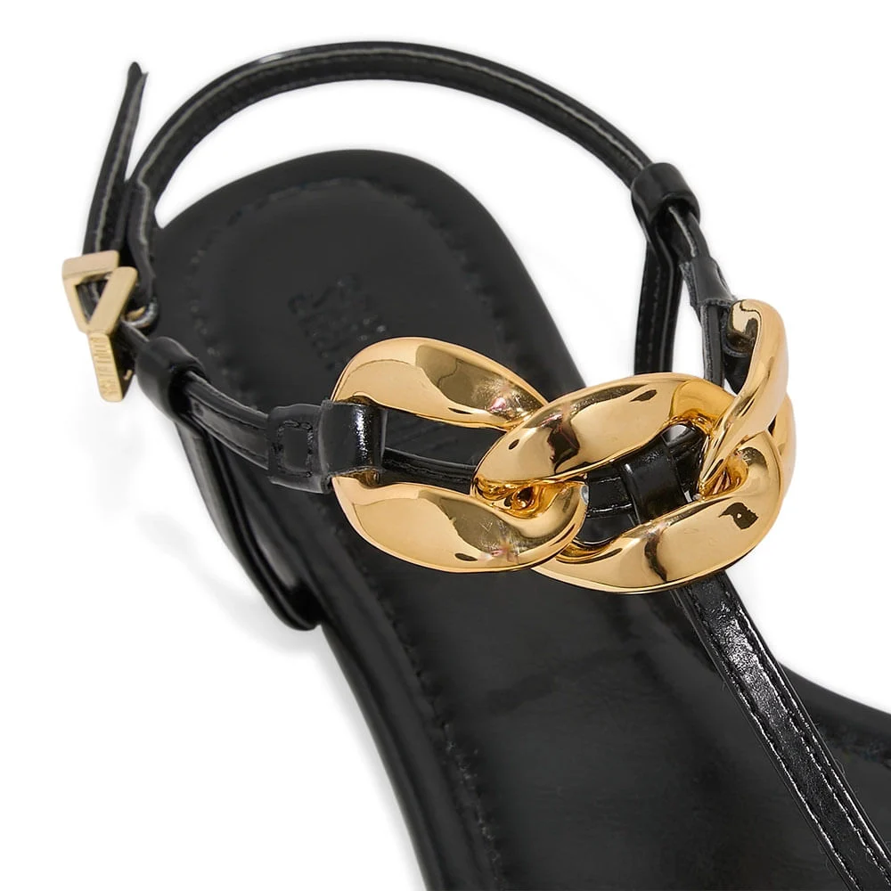 Rasteira Napa Pu Preto Corrente Metal - vista 5 de 6