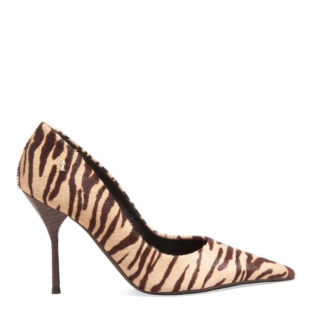 Scarpin Couro Pelo Animal Print Zebra Salto Agulha - vista 1 de 4