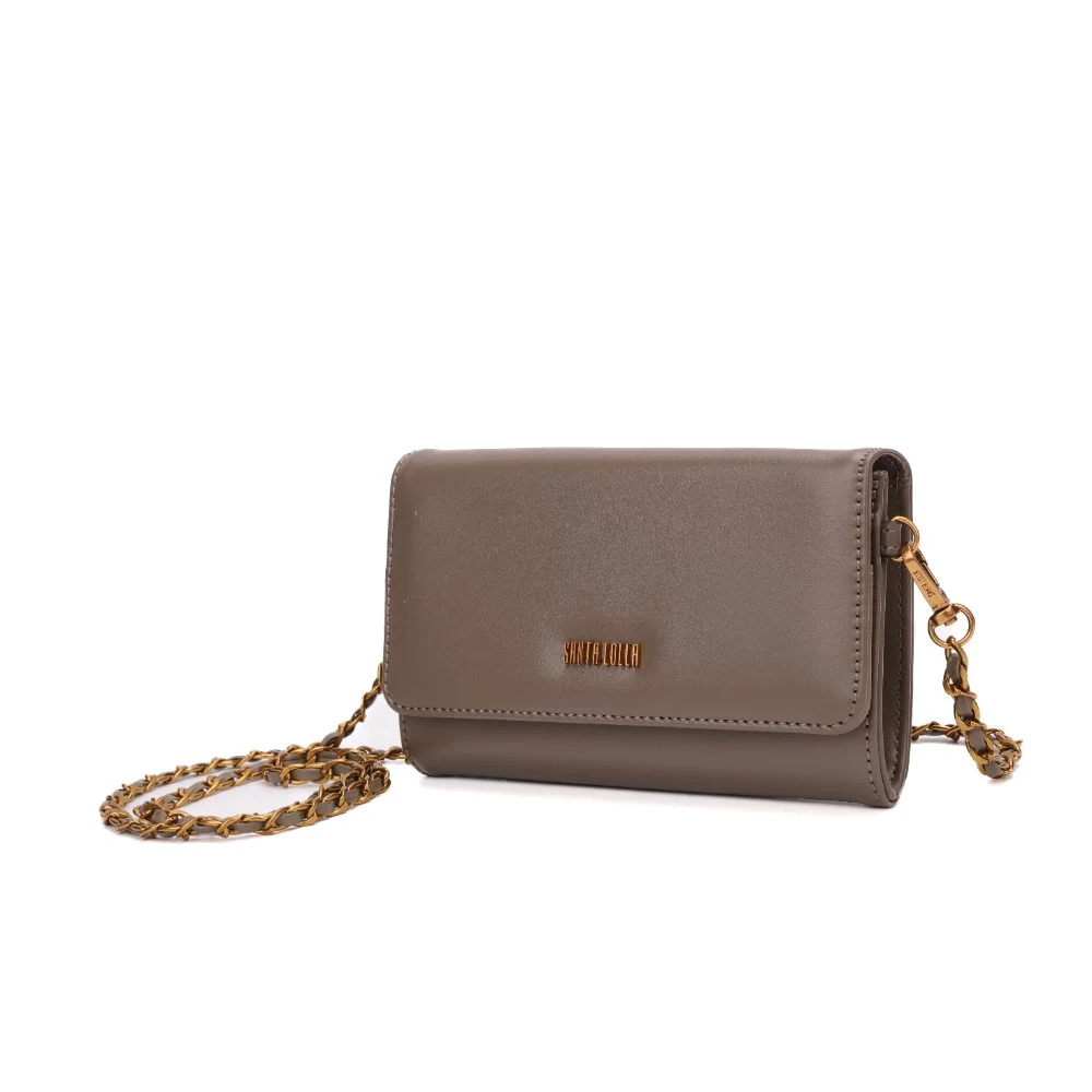 Bolsa Carteira Com Caixa Soft Cinza Steel Alça Transversal Corrente - vista 5 de 9