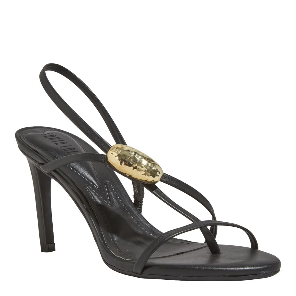 Sandália Napa Soft Preto Salto Alto Fino - vista 2 de 5