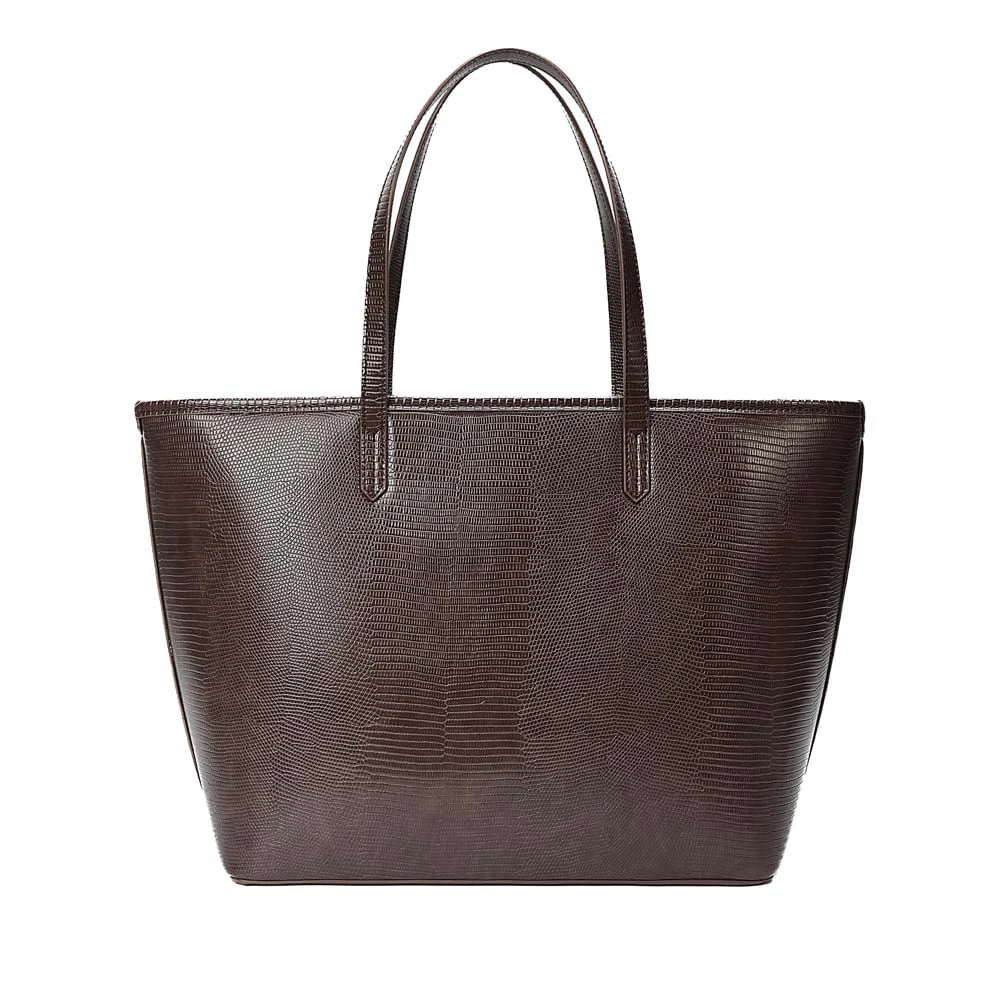 Bolsa Shopper Material Lizard Marrom Dark Alça de Ombro - vista 5 de 7