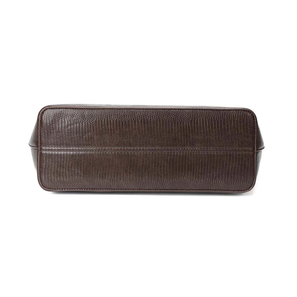 Bolsa Shopper Material Lizard Marrom Dark Alça de Ombro - vista 6 de 7