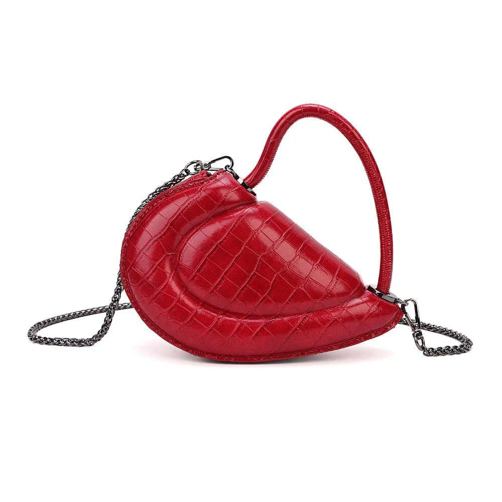 Bolsa Mini Com Caixa Croco Meio Coração Vermelho Blood Alça Transversal - vista 3 de 12