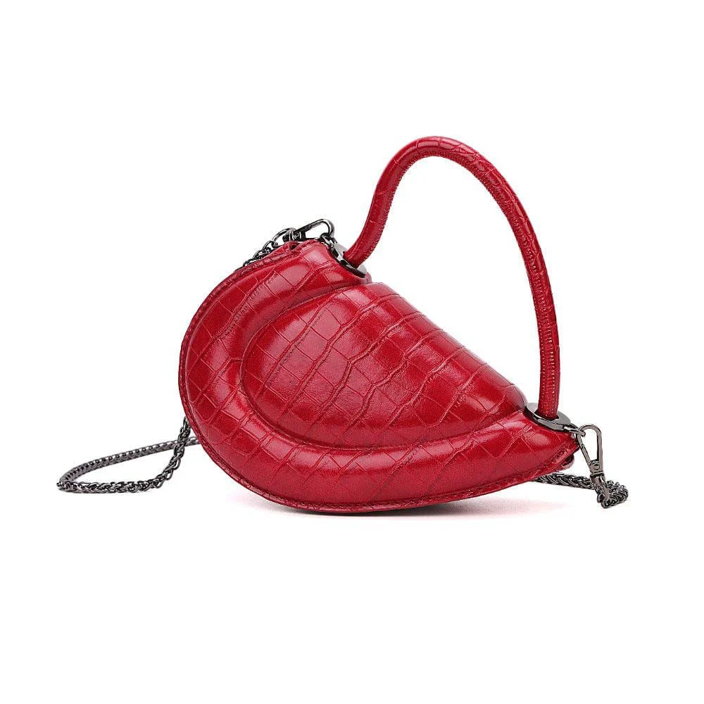 Bolsa Mini Com Caixa Croco Meio Coração Vermelho Blood Alça Transversal - vista 6 de 12