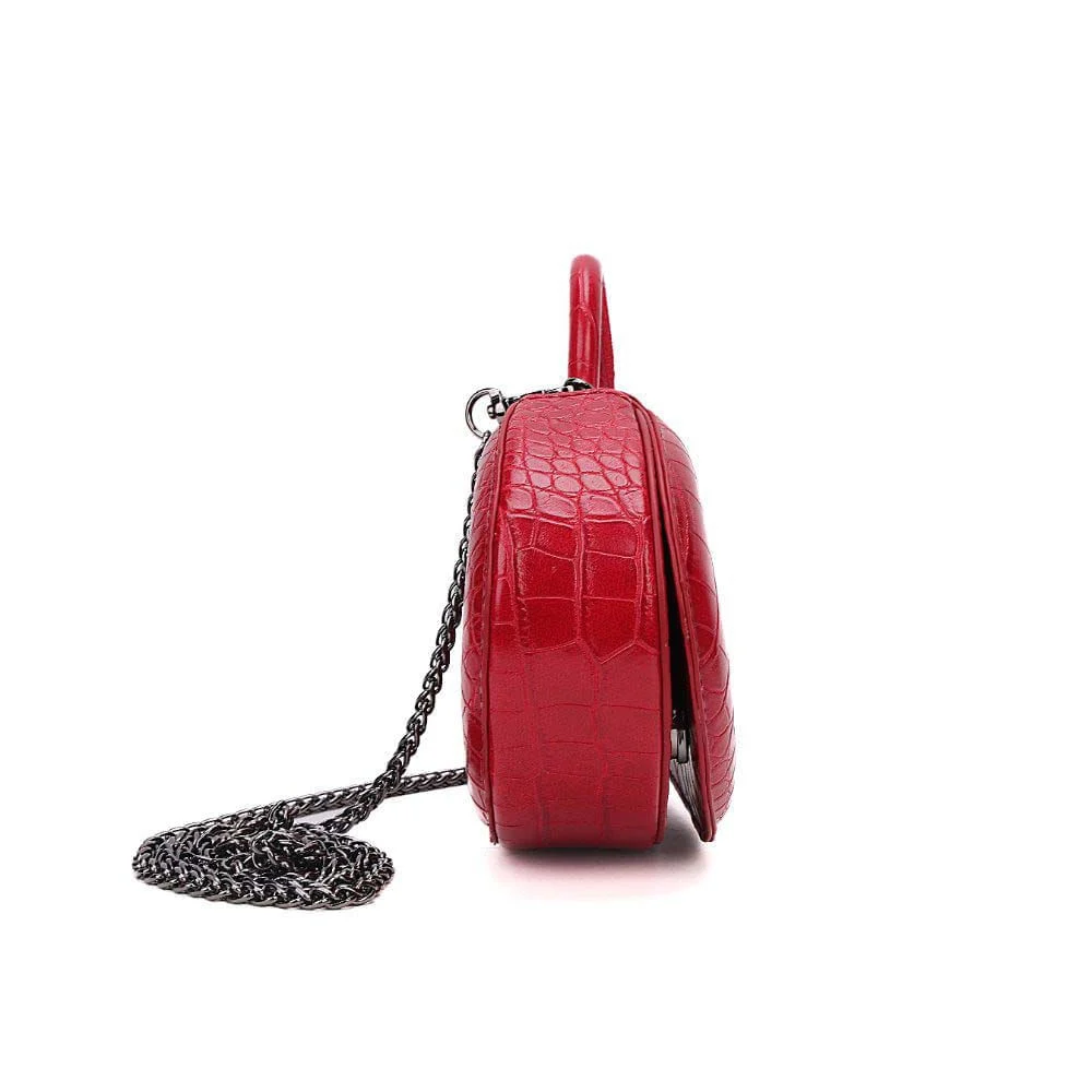 Bolsa Mini Com Caixa Croco Meio Coração Vermelho Blood Alça Transversal - vista 7 de 12