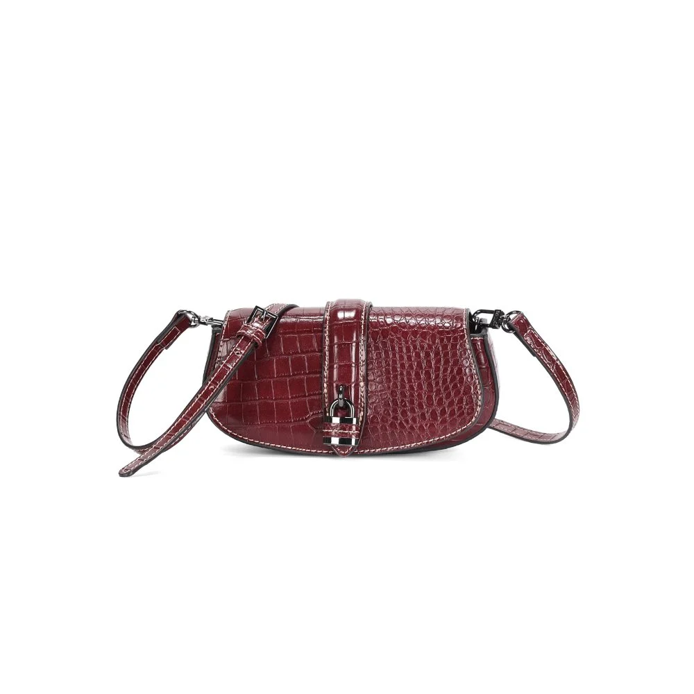 Bolsa Croco Pequena Transversal Roxo Berry Cadeado - vista 2 de 4