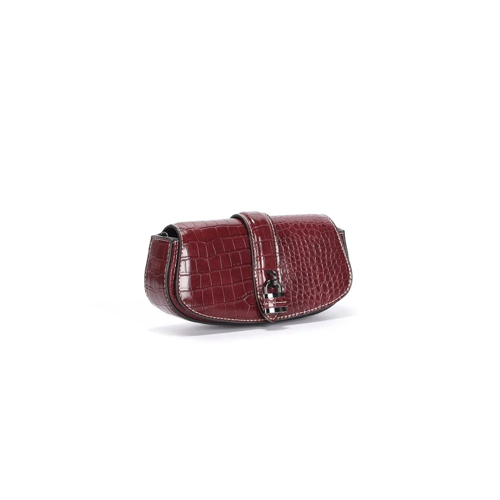 Bolsa Croco Pequena Transversal Roxo Berry Cadeado - vista 3 de 4