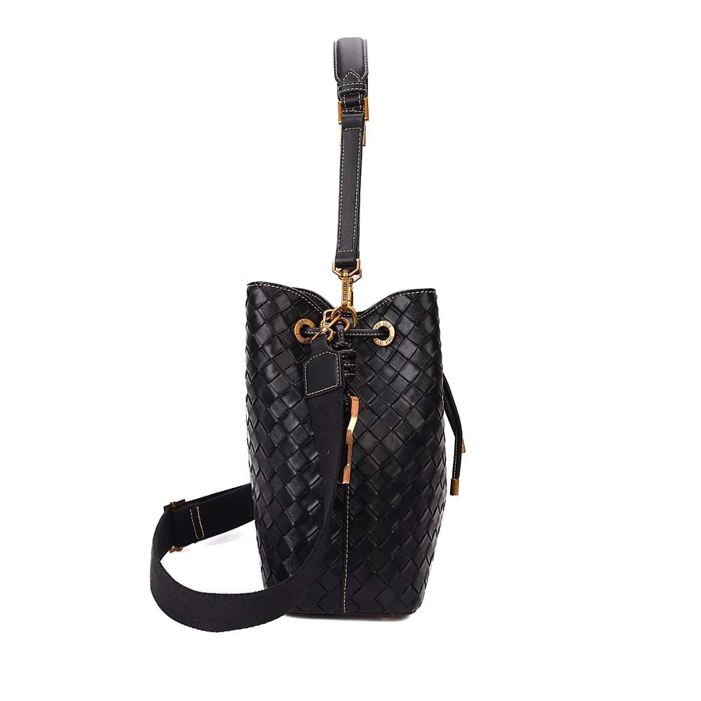 Bolsa Bucket Média Tressê Texturizado Preto - vista 5 de 8
