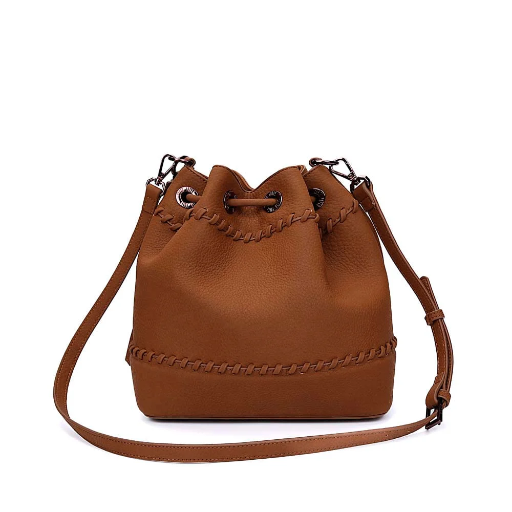 Bolsa Bucket Material Nobuck Marrom Safari Alça Transversal - vista 5 de 7