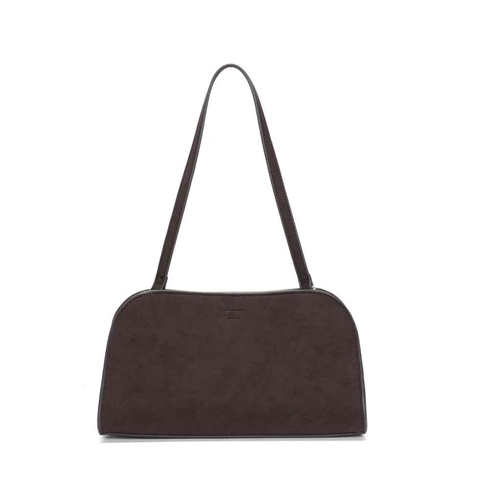 Bolsa Média Nobuck Marrom Dark Alça De Ombro - vista 1 de 3