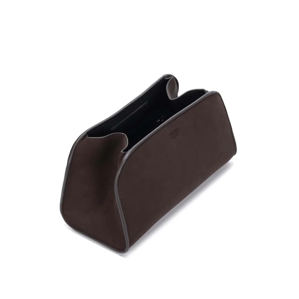 Bolsa Média Nobuck Marrom Dark Alça De Ombro - vista 3 de 3