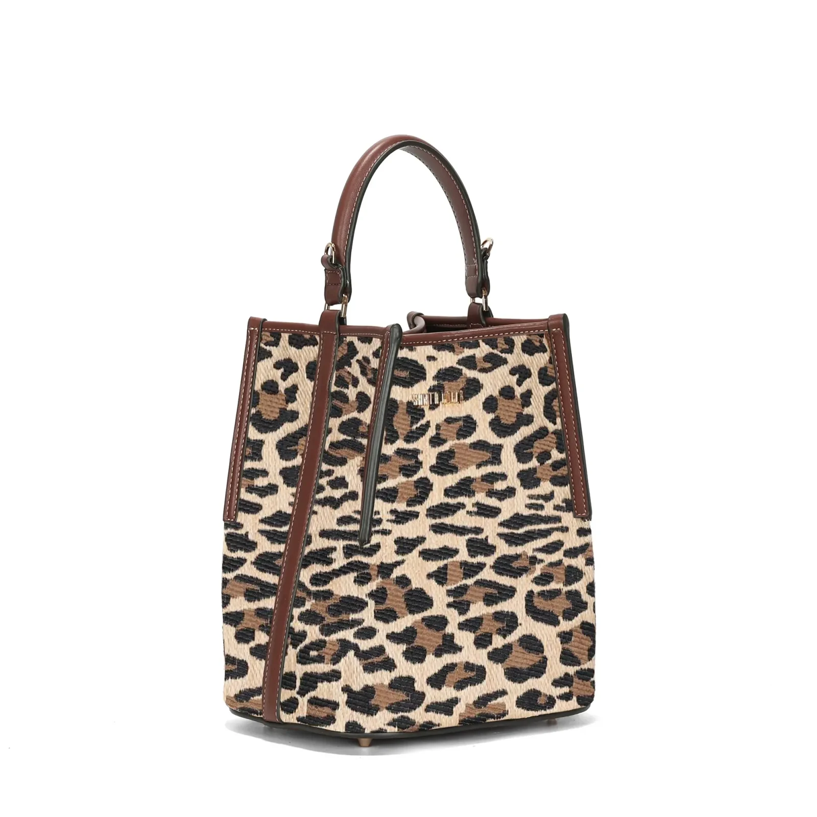 Bolsa Bucket Tramado Estampa Animal Print Onça Alça Dupla - vista 4 de 6