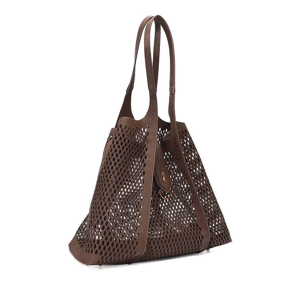 Bolsa Shopper Tela Floater Marrom Dark Alça De Ombro - vista 2 de 8