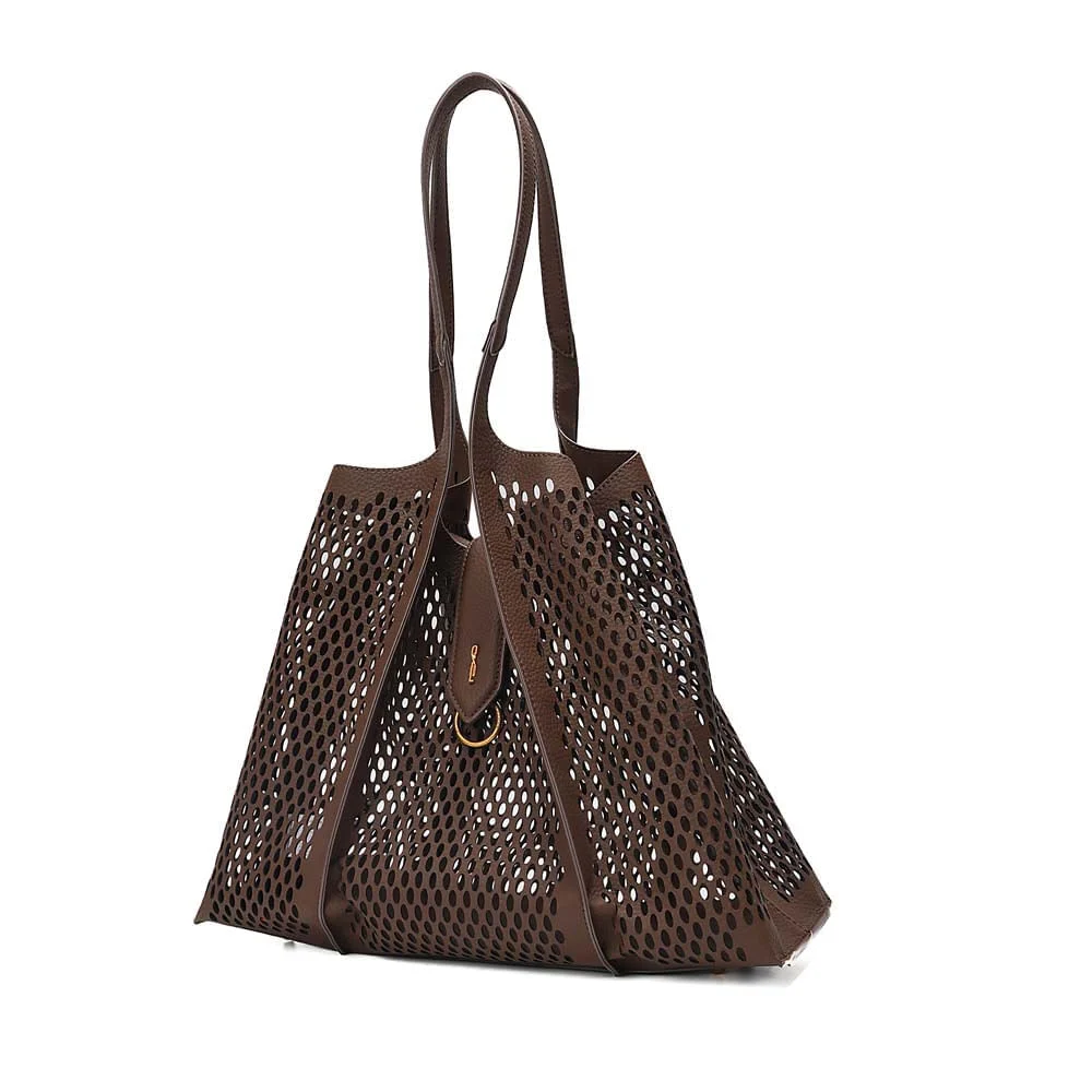 Bolsa Shopper Tela Floater Marrom Dark Alça De Ombro - vista 3 de 8