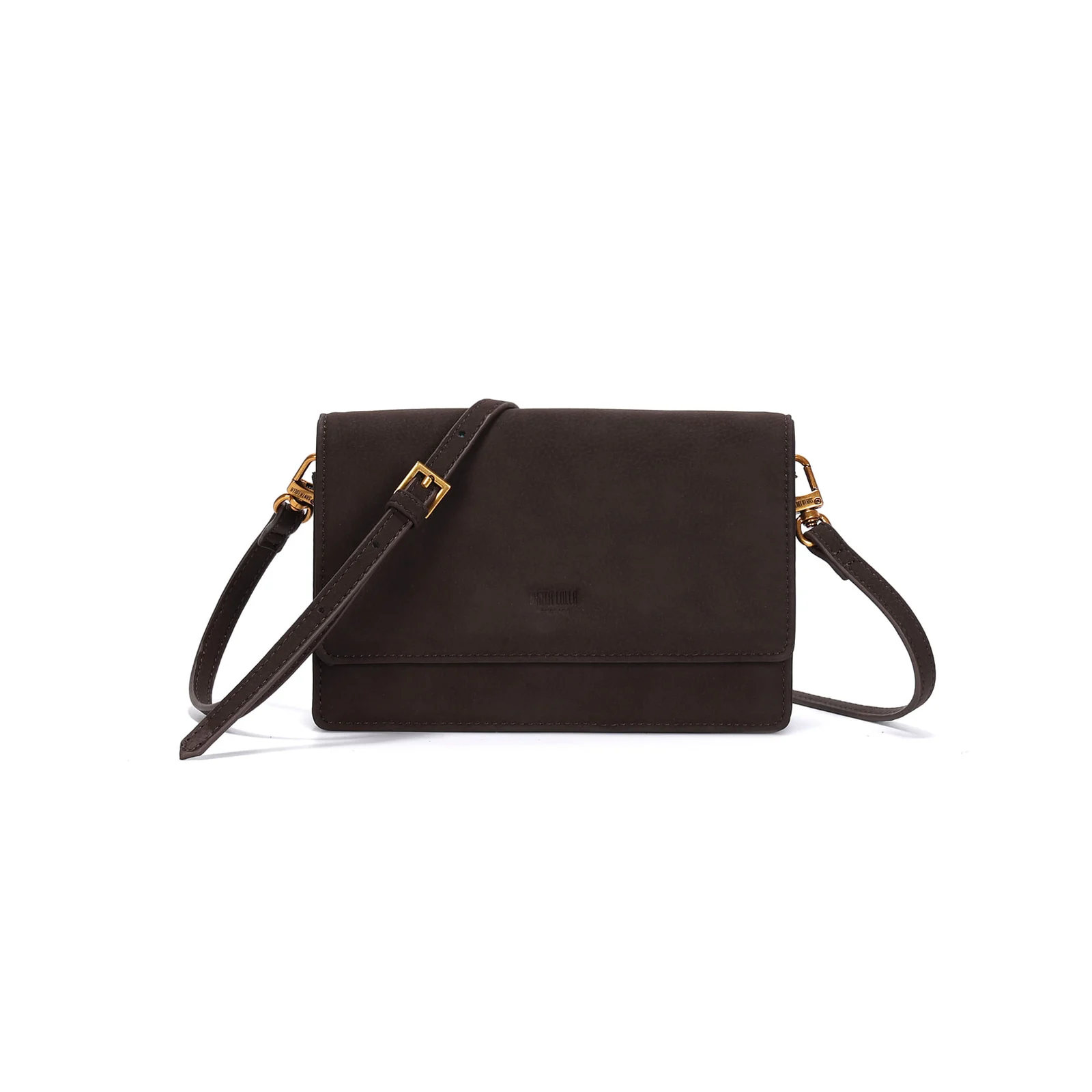Bolsa Pequena Material Croco Marrom Dark Alça Transversal - vista 1 de 3