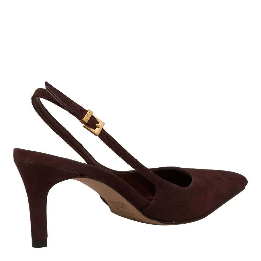Scarpin Slingback Couro Bico Quadrado Marrom Dark - vista 4 de 4