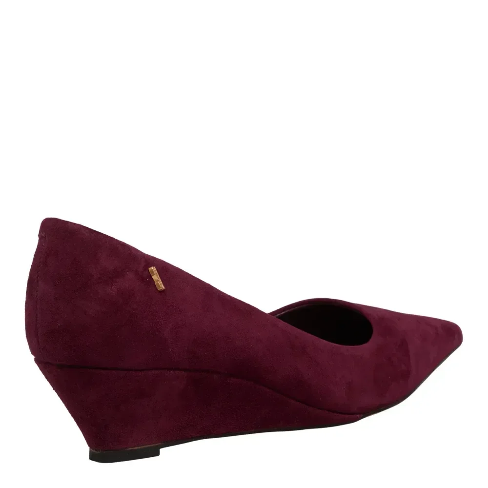 Scarpin Couro Bico Fino Roxo Anabela - vista 4 de 4