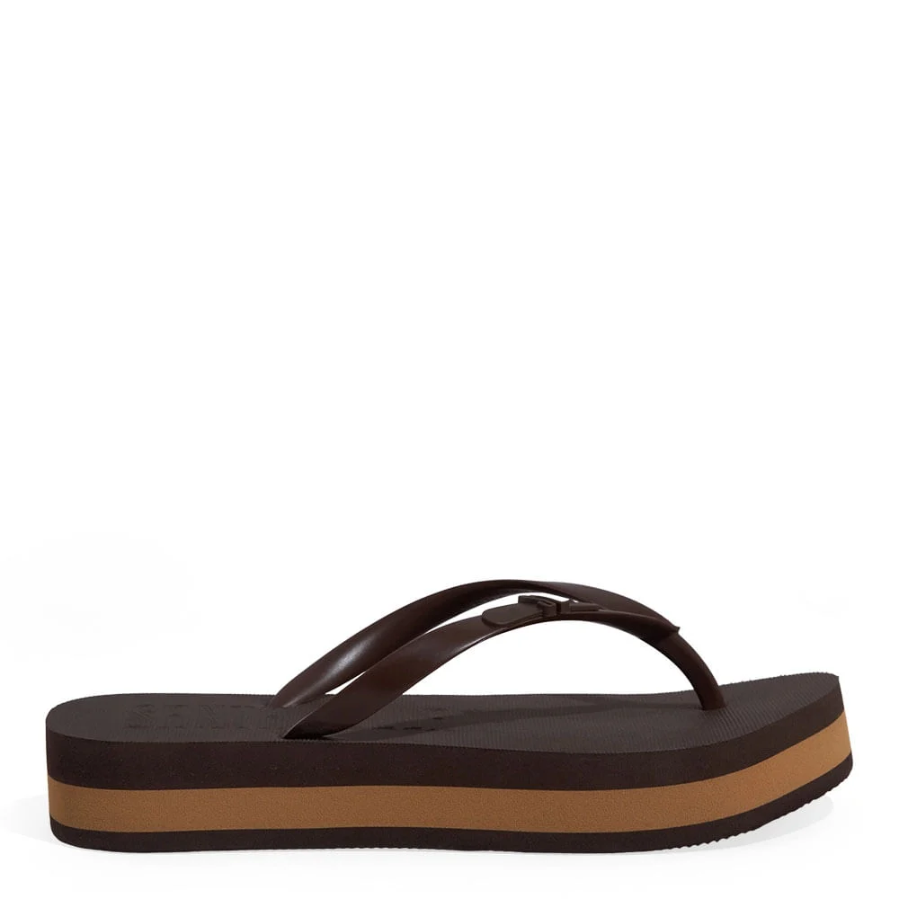 Chinelo Flatform Borracha Bico Quadrado Marrom Cocoa - vista 1 de 4