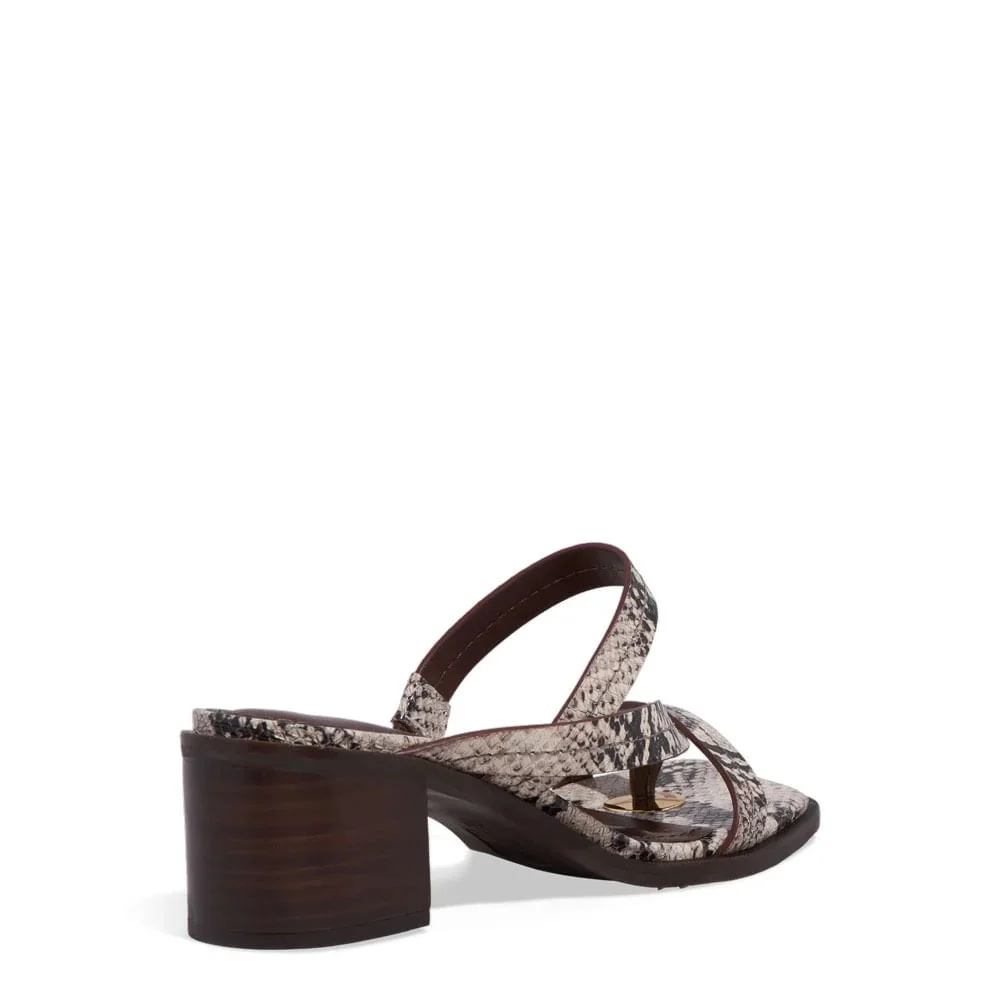 Mule Couro Animal Print Cobra Salto Bloco - vista 3 de 3