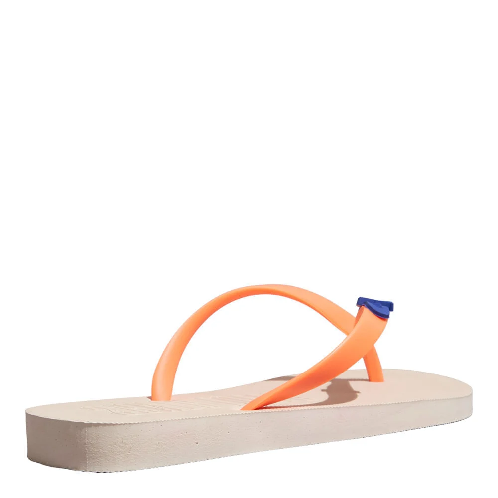 Chinelo Flip Flop Borracha Off White E Laranja - vista 3 de 3