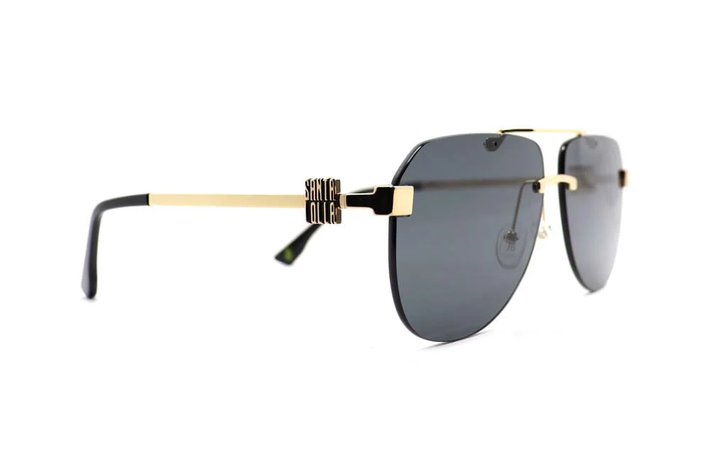 Óculos de Sol Aviador Metal Dourado Lente Preta - vista 3 de 4