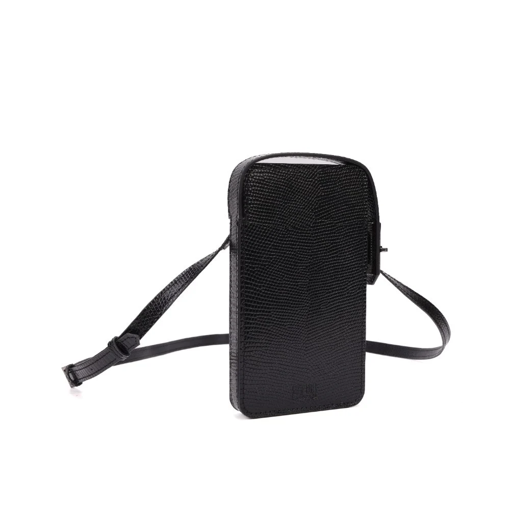 Bolsa Porta Celular Material Lizard Preto Alça Transversal - vista 2 de 7