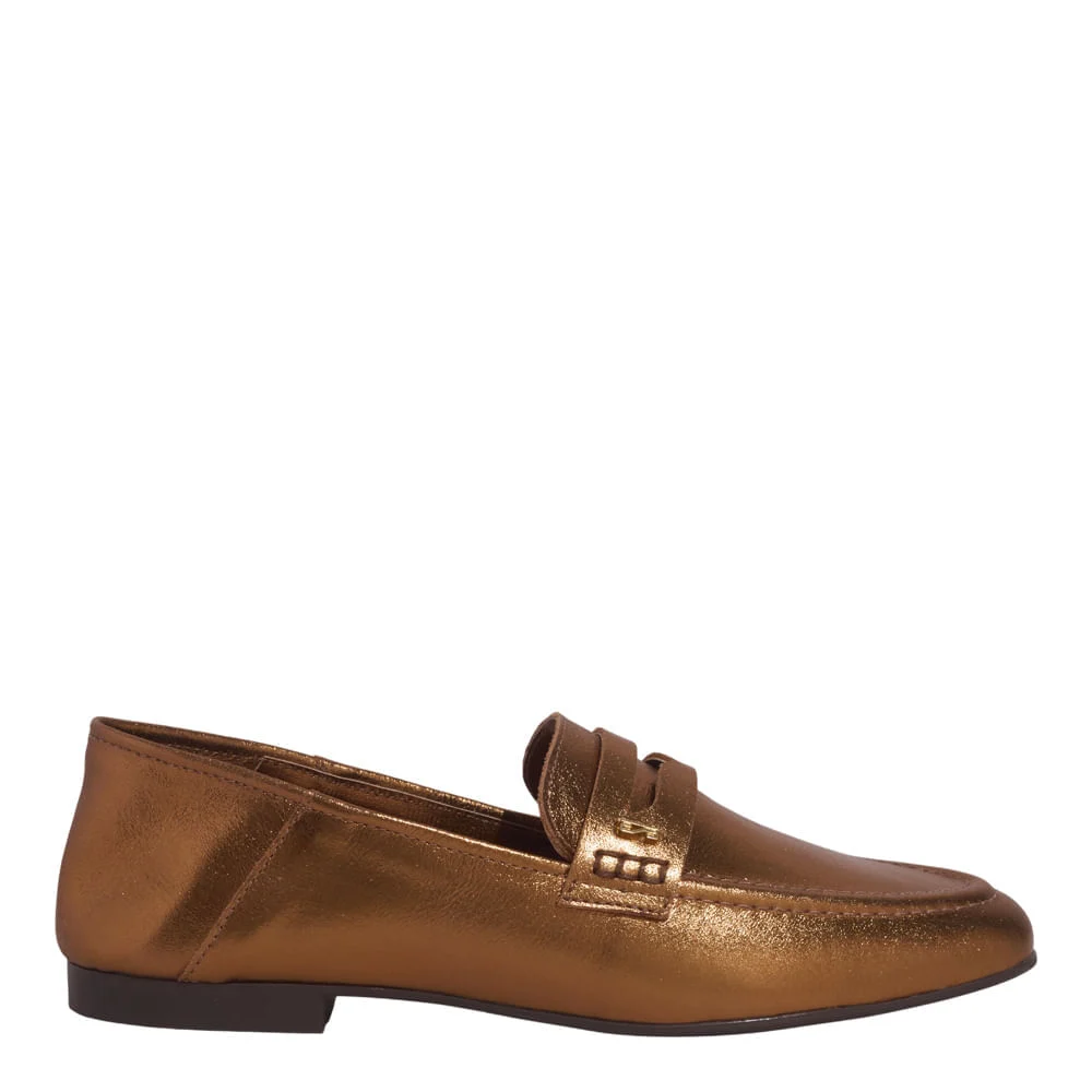 Mocassim Couro Metalizado Malibu Bronze - vista 1 de 6