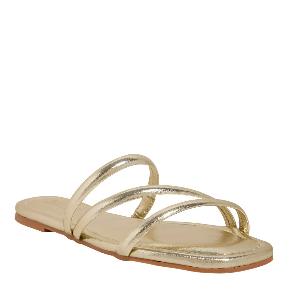 Rasteira Metallic Soft Dourada Bico Quadrado - vista 2 de 5