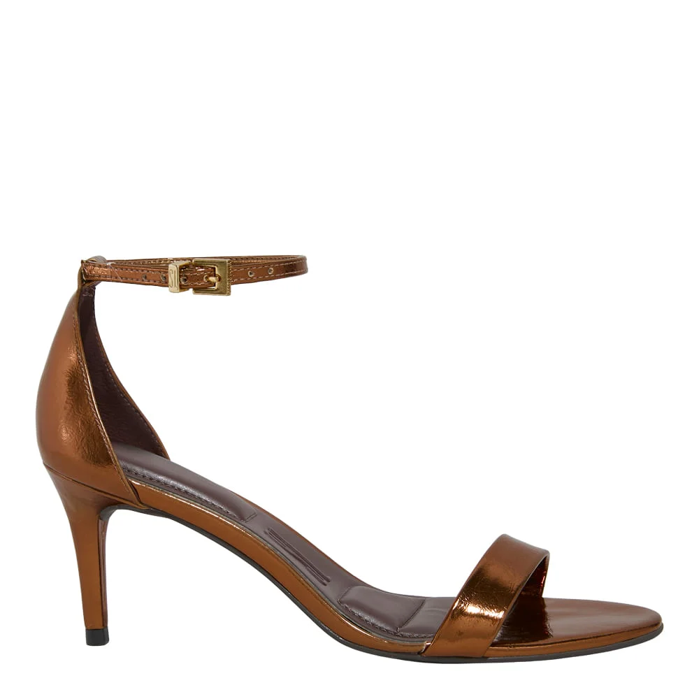 Sandália Metalizado Reflexo Bronze Salto Fino - vista 1 de 4