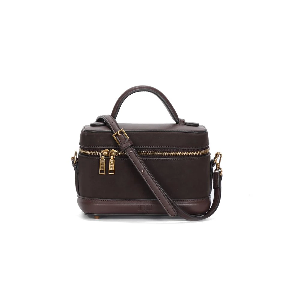Bolsa Frasqueira Nobuck Marrom Dark Alça Transversal - vista 2 de 4