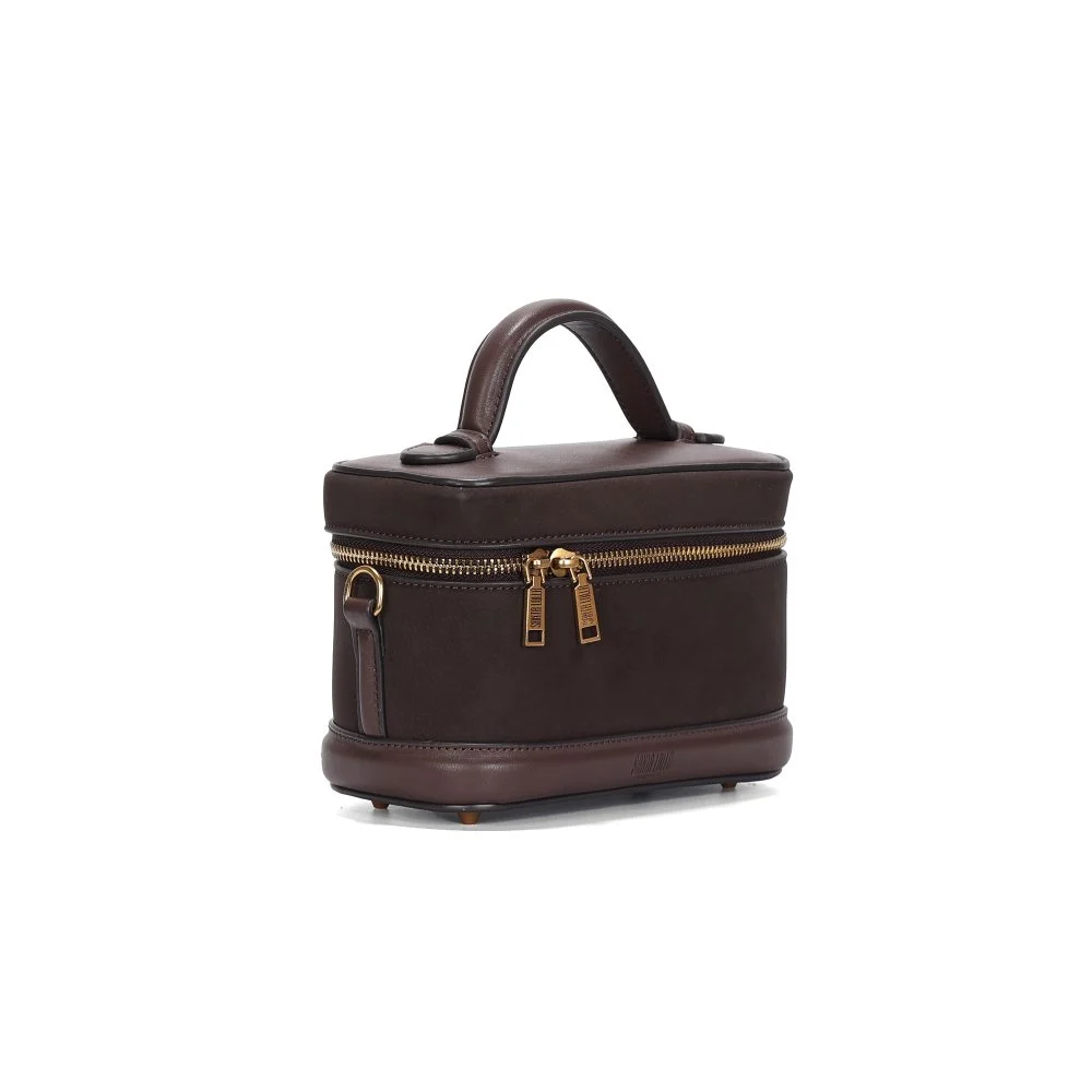Bolsa Frasqueira Nobuck Marrom Dark Alça Transversal - vista 3 de 4