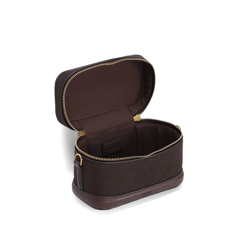 Bolsa Frasqueira Nobuck Marrom Dark Alça Transversal - vista 4 de 4